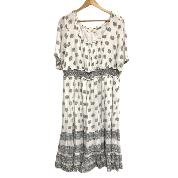 eShatki Wayward Fancies Plus Size Tile Print Ruched Maxi Dress Size 22W - Picture 14 of 16